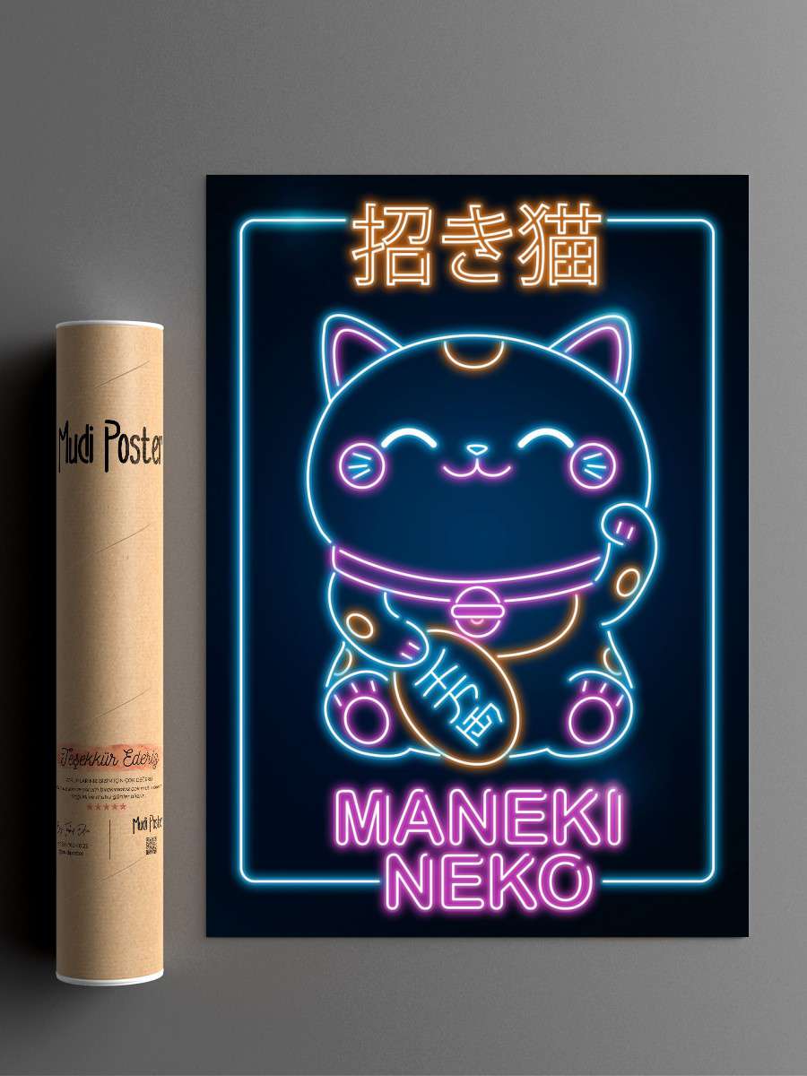 Kawaii Maneki Neko Anime Poster Çerçevesiz Yüksek Kalite Anime Duvar Poster