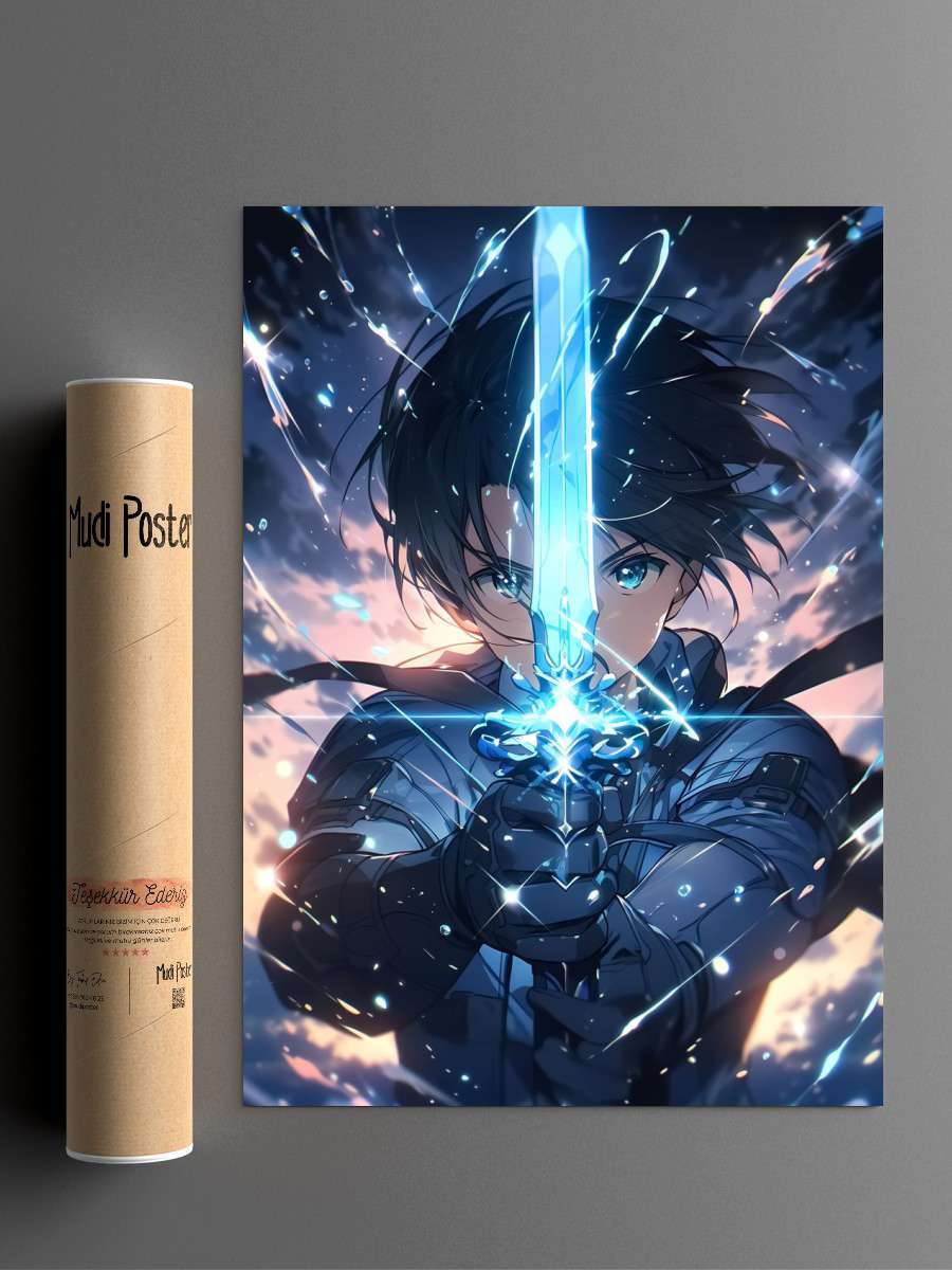 Kirito Sword Art Online Anime Poster Çerçevesiz Yüksek Kalite Anime Duvar Poster