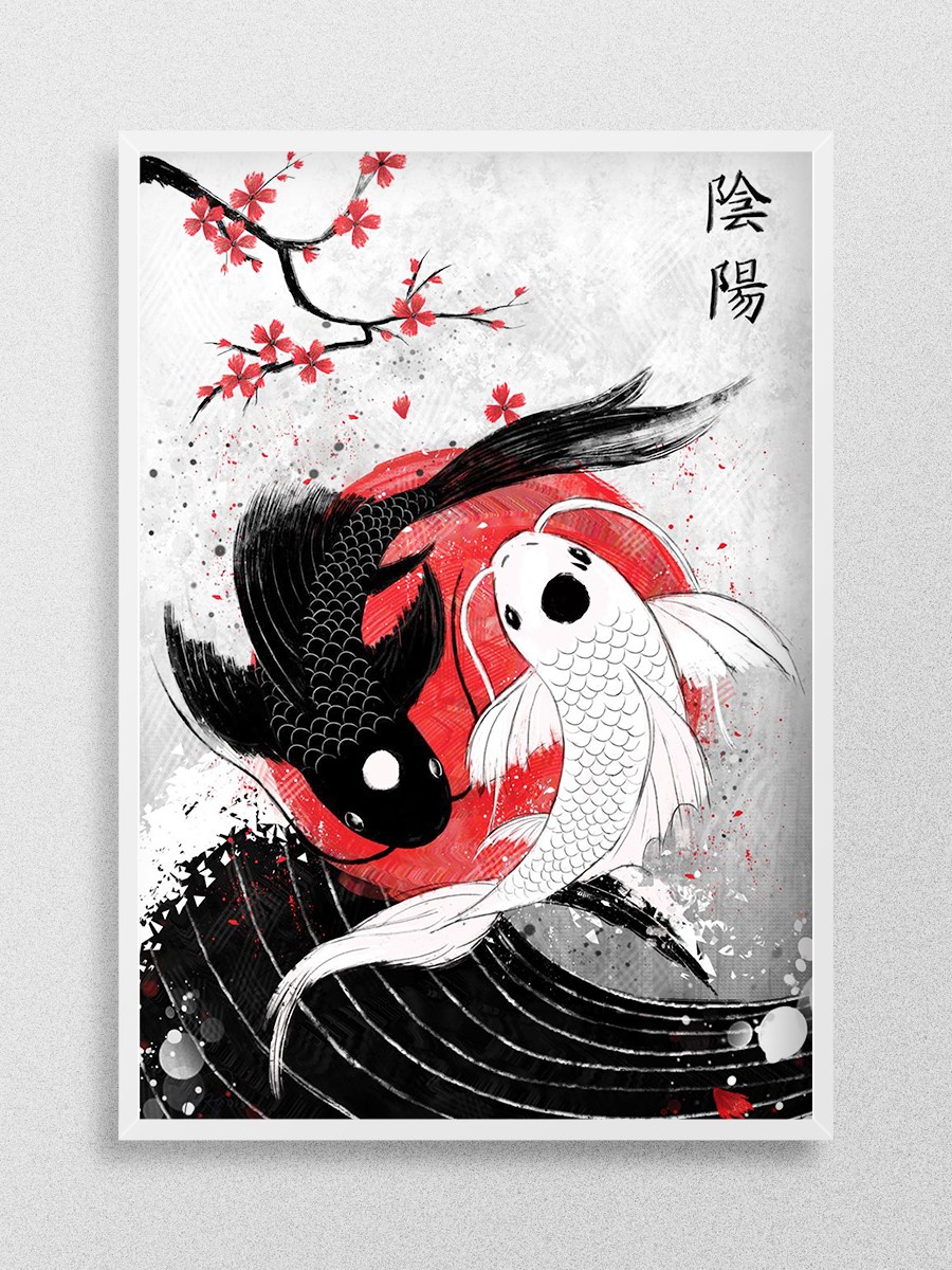 Koi Fish Yin Yang RubyArt Anime Poster Çerçevesiz Yüksek Kalite Anime Duvar Poster