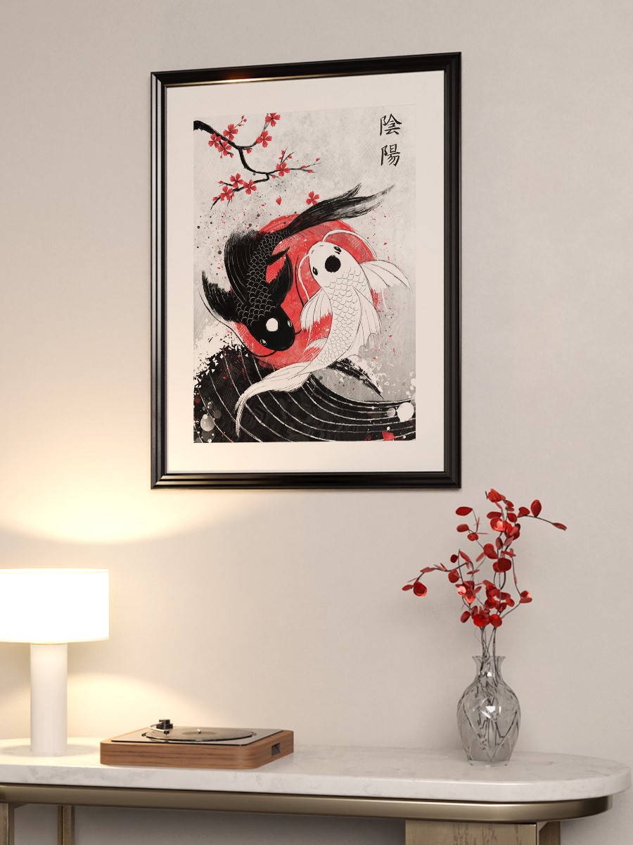 Koi Fish Yin Yang RubyArt Anime Poster Çerçevesiz Yüksek Kalite Anime Duvar Poster