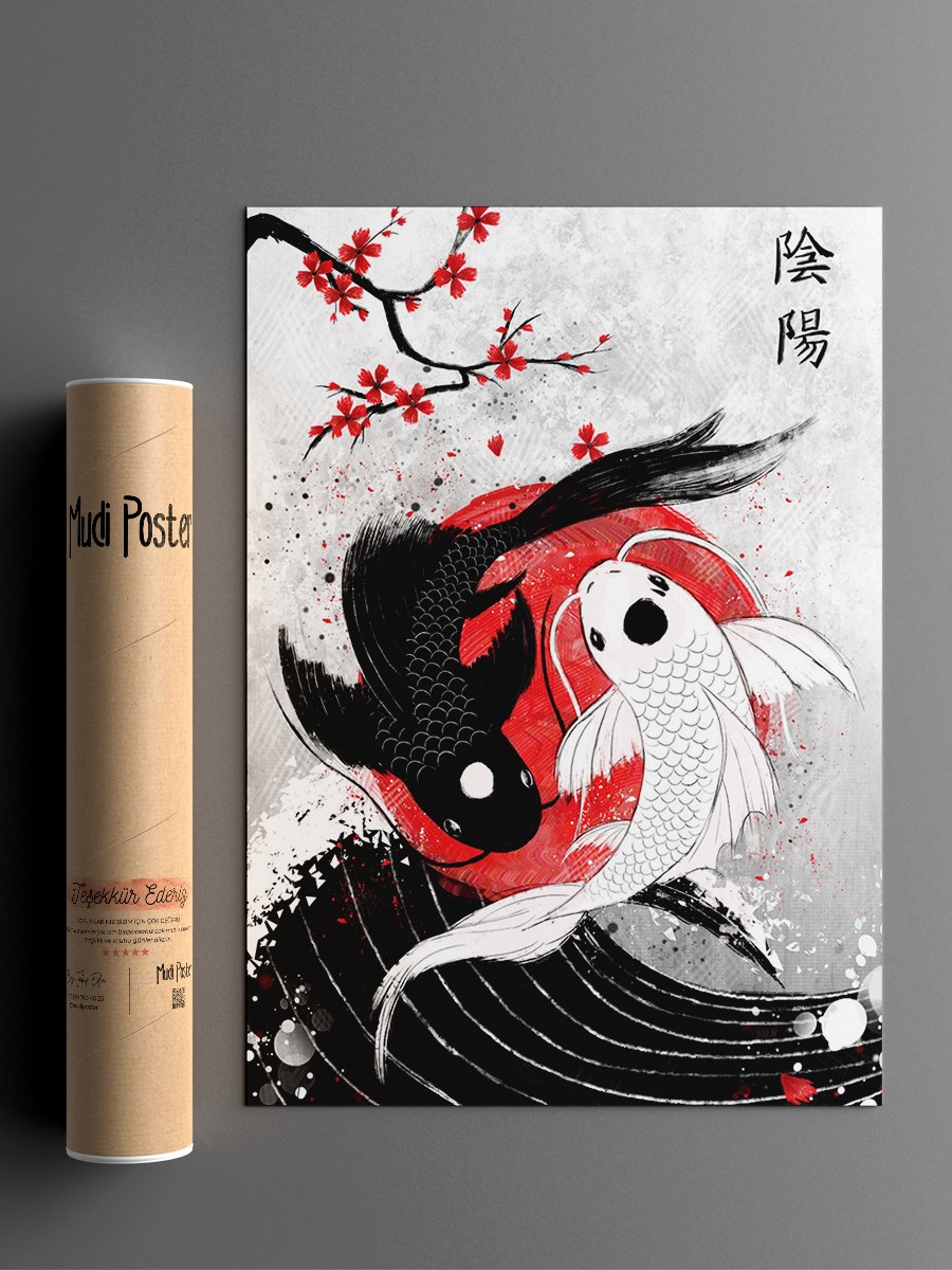 Koi Fish Yin Yang RubyArt Anime Poster Çerçevesiz Yüksek Kalite Anime Duvar Poster