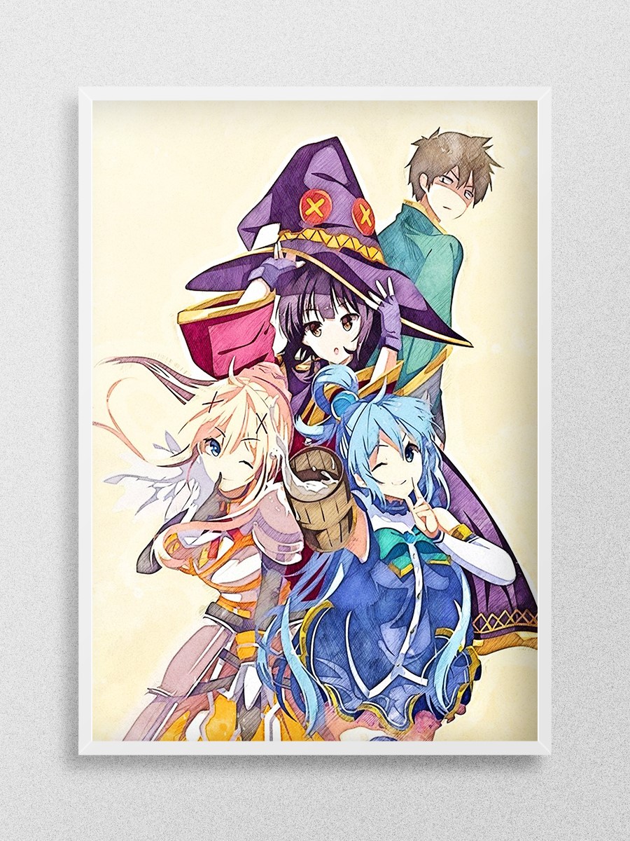 Konosuba Anime Poster Çerçevesiz Yüksek Kalite Anime Duvar Poster