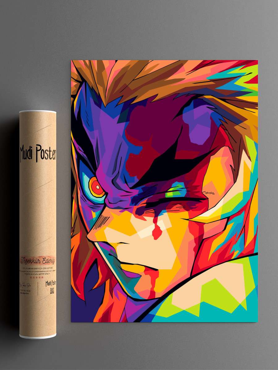 Kyojuro Rengoku pop art Anime Poster Çerçevesiz Yüksek Kalite Anime Duvar Poster