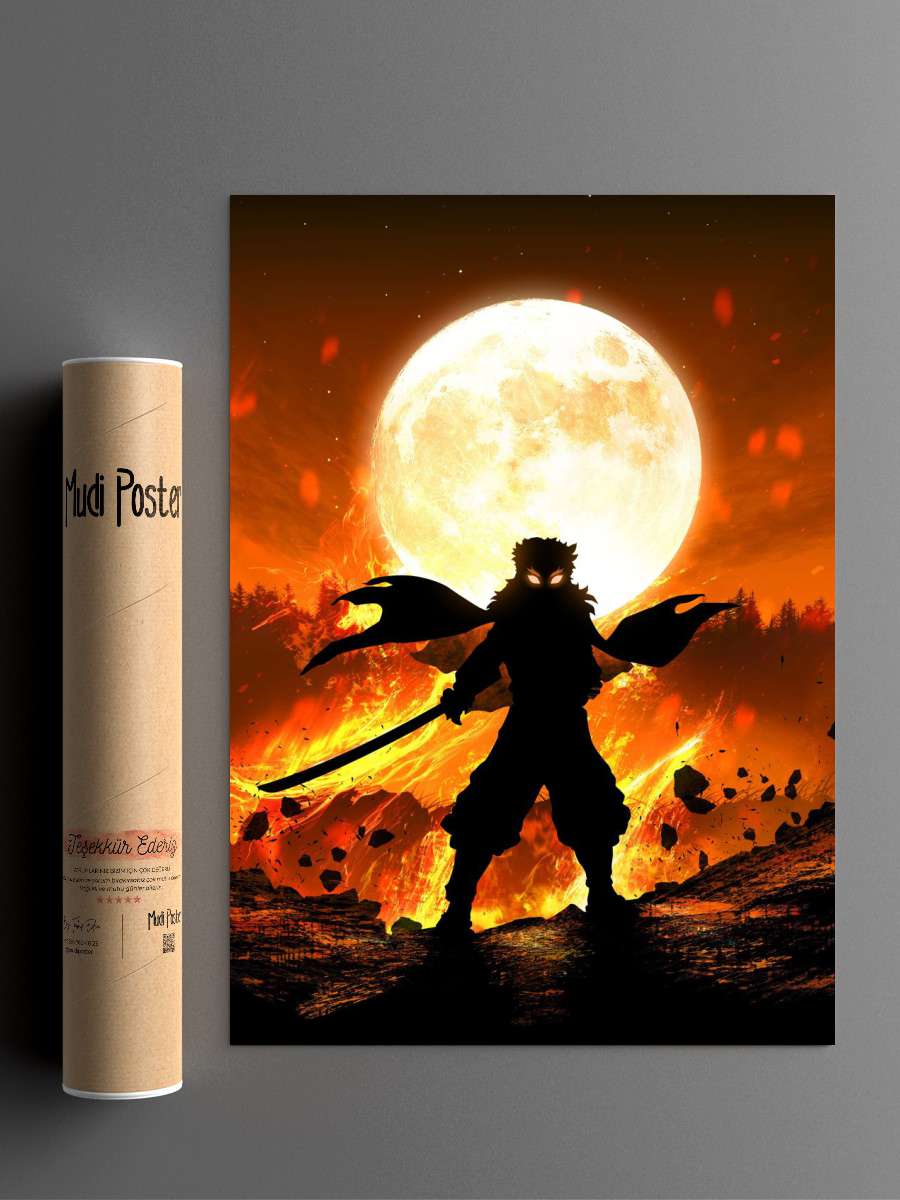 Kyojuro Rengoku Anime Poster Çerçevesiz Yüksek Kalite Anime Duvar Poster