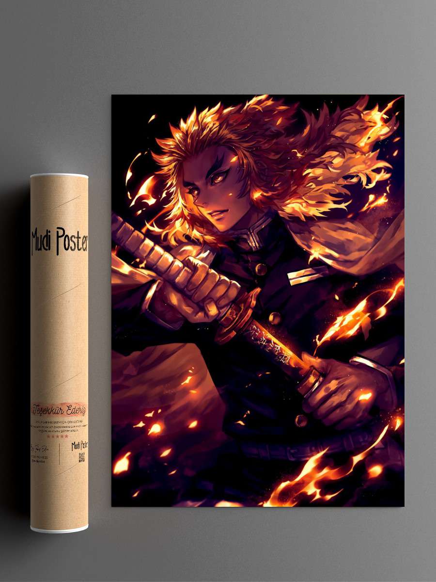 kyojuro rengoku Anime Poster Çerçevesiz Yüksek Kalite Anime Duvar Poster