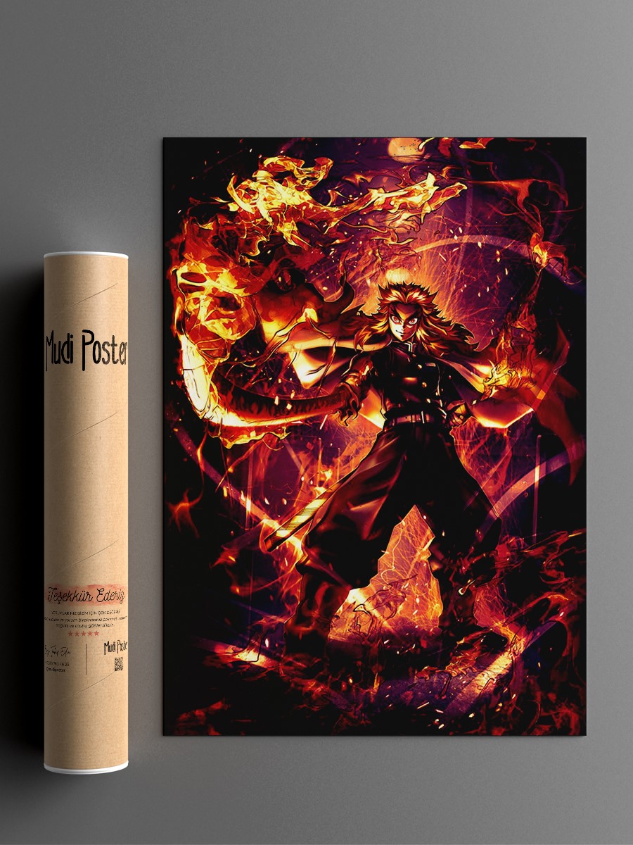 kyojuro rengoku Anime Poster Çerçevesiz Yüksek Kalite Anime Duvar Poster
