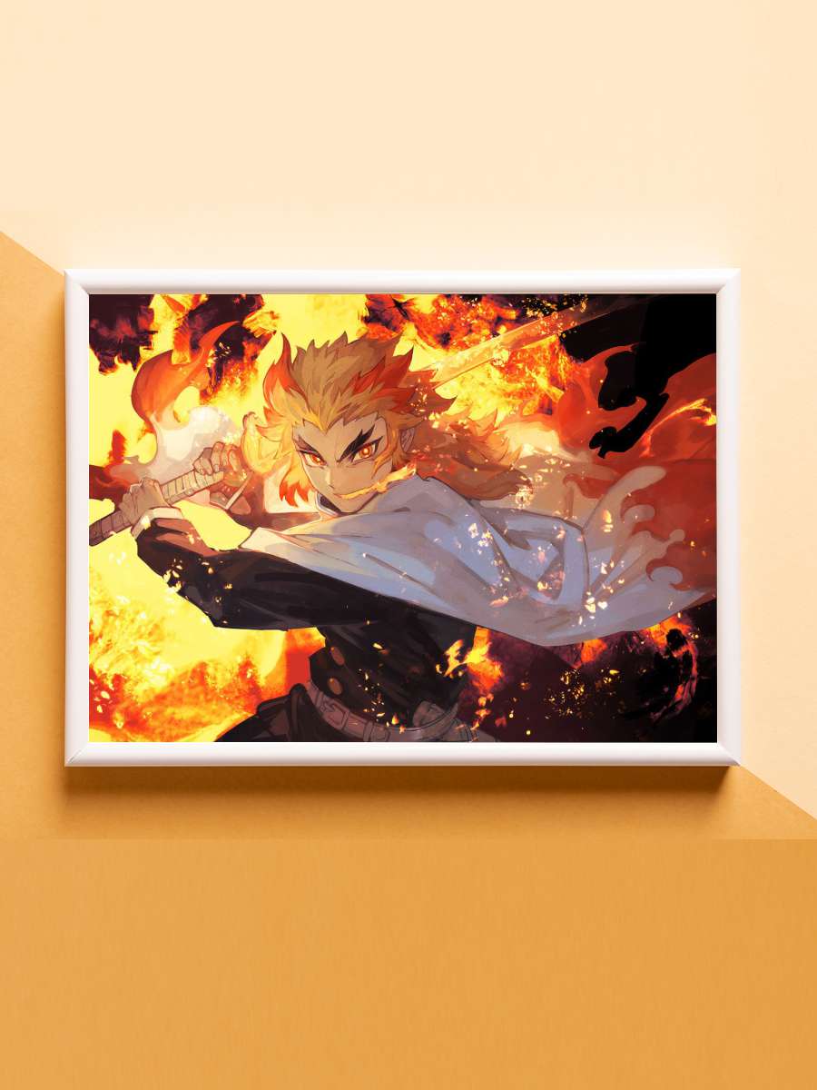 Kyojuro Rengoku Poster Anime Poster Çerçevesiz Yüksek Kalite Anime Duvar Poster