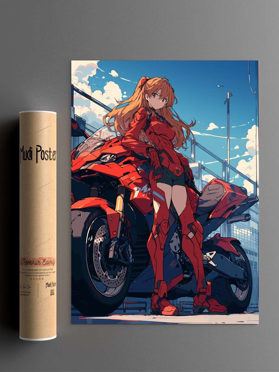 Langley Soryu Motorcycle Anime Poster Çerçevesiz Yüksek Kalite Anime Duvar Poster