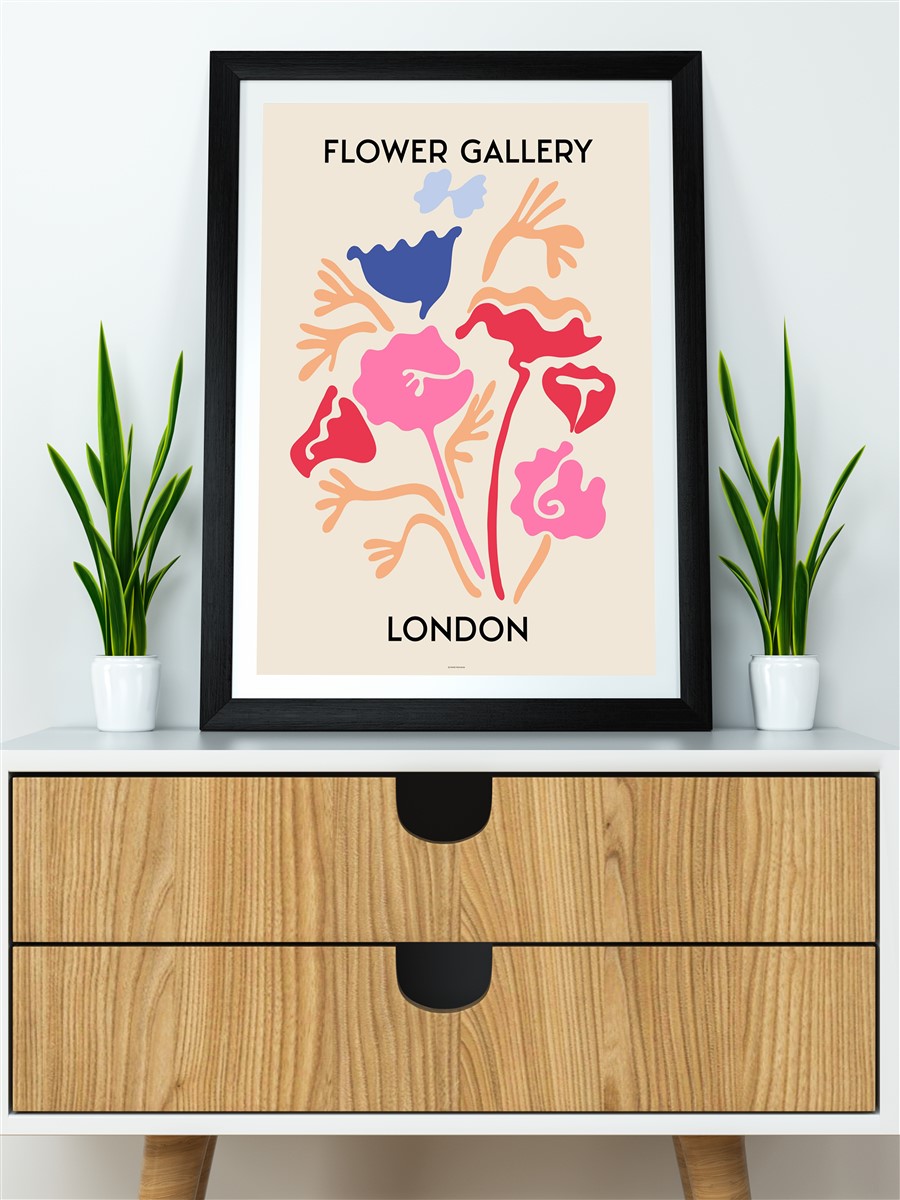 London Soyut Çiçek Modern Poster Çerçevesiz Duvar Tablosu Sanatsal Poster