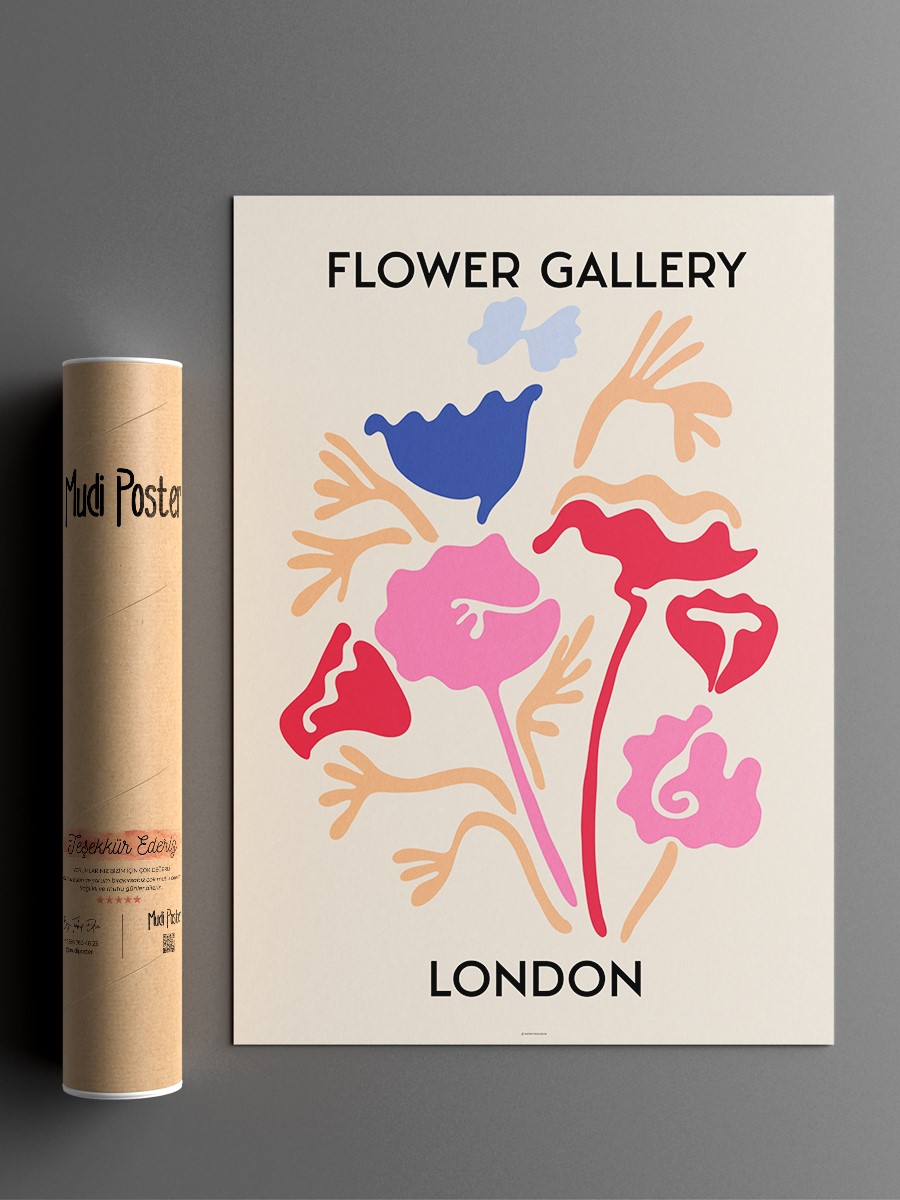 London Soyut Çiçek Modern Poster Çerçevesiz Duvar Tablosu Sanatsal Poster