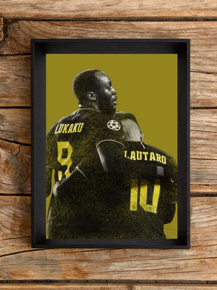Lukaku And Lautaro Futbol Poster Çerçevesiz Yüksek Kalite Futbolcu Duvar Poster