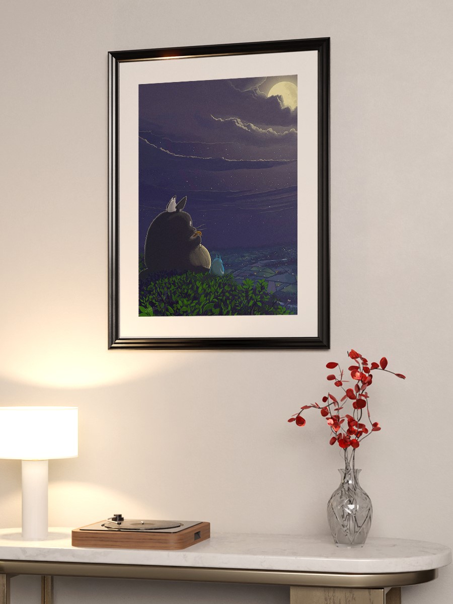 Magical night full moon Anime Poster Çerçevesiz Yüksek Kalite Anime Duvar Poster