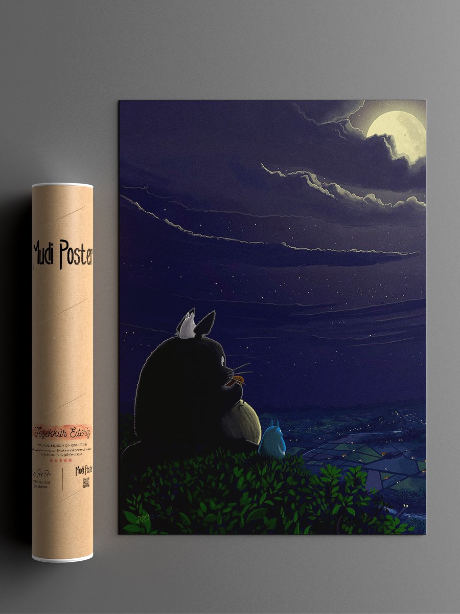 Magical night full moon Anime Poster Çerçevesiz Yüksek Kalite Anime Duvar Poster