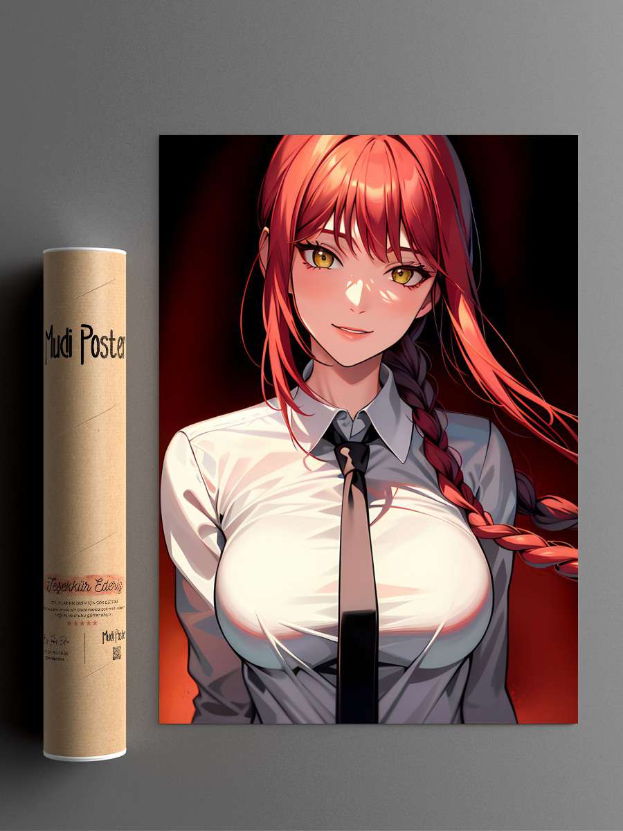 Makima Chainsaw Man Anime Anime Poster Çerçevesiz Yüksek Kalite Anime Duvar Poster