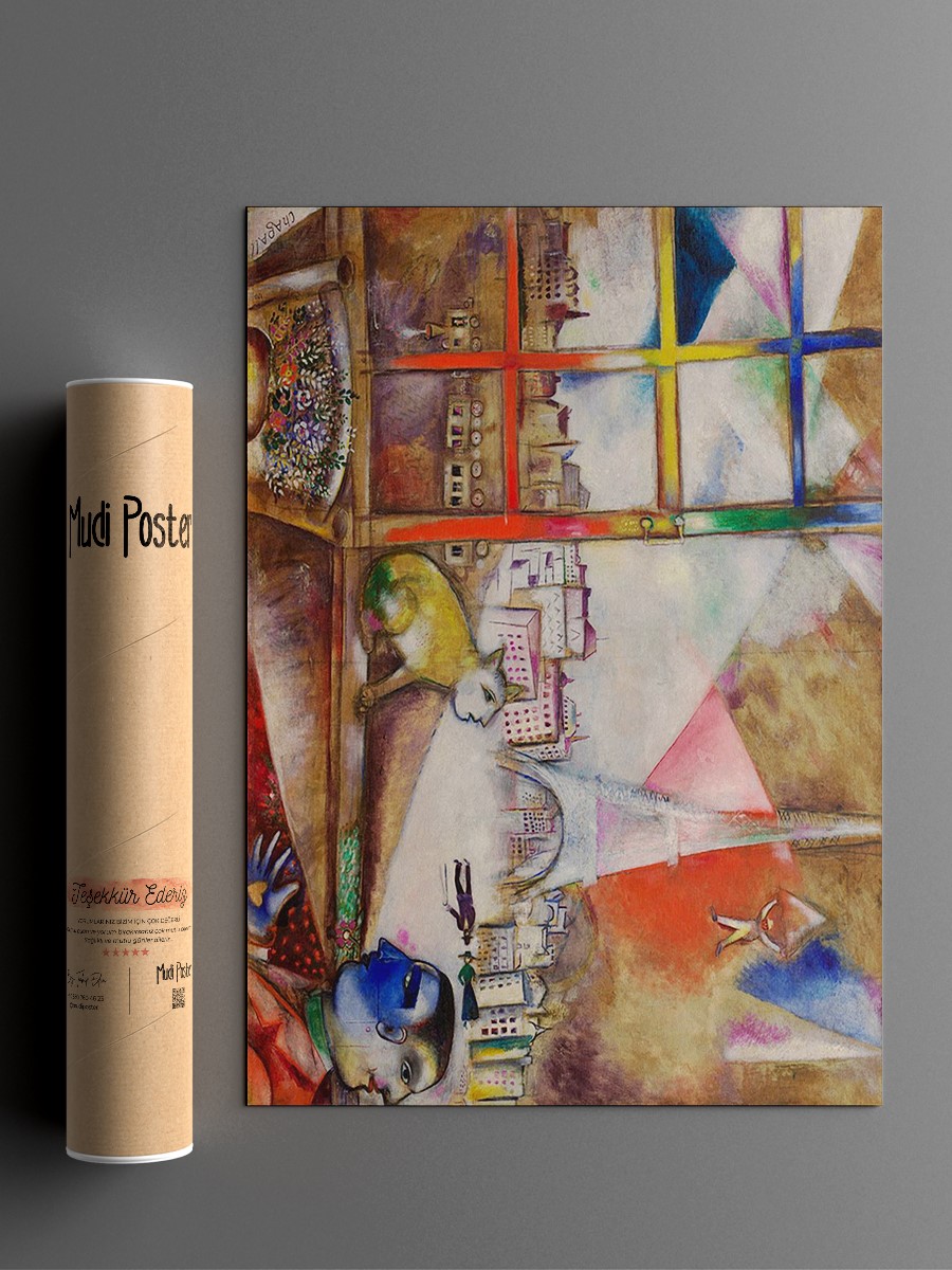 Marc Chagall Paris Window Tablo Sanatsal Ünlü Ressam Poster Çerçevesiz Yüksek Kalite Poster