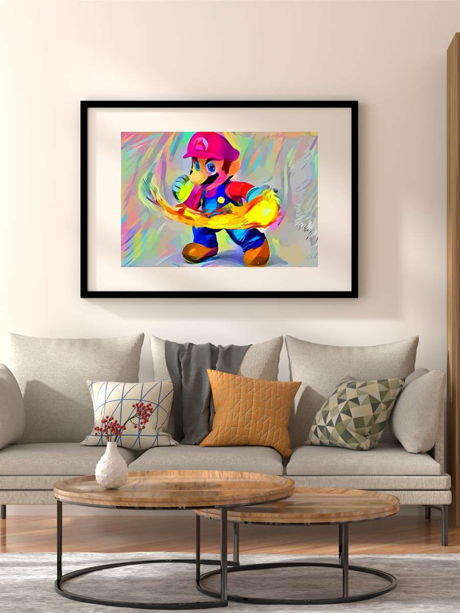 Mario on fire Anime Poster Çerçevesiz Yüksek Kalite Anime Duvar Poster