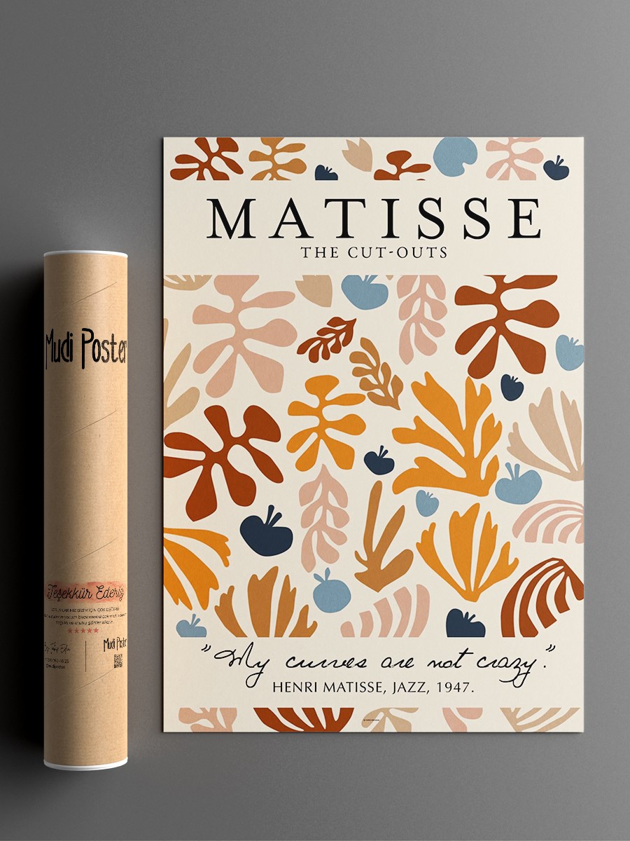 Matisse Renkli Çizgi Poster Modern Duvar Tablosu Çerçevesiz Poster Salon, Mutfak Ve Ofis Duvar Dekoru