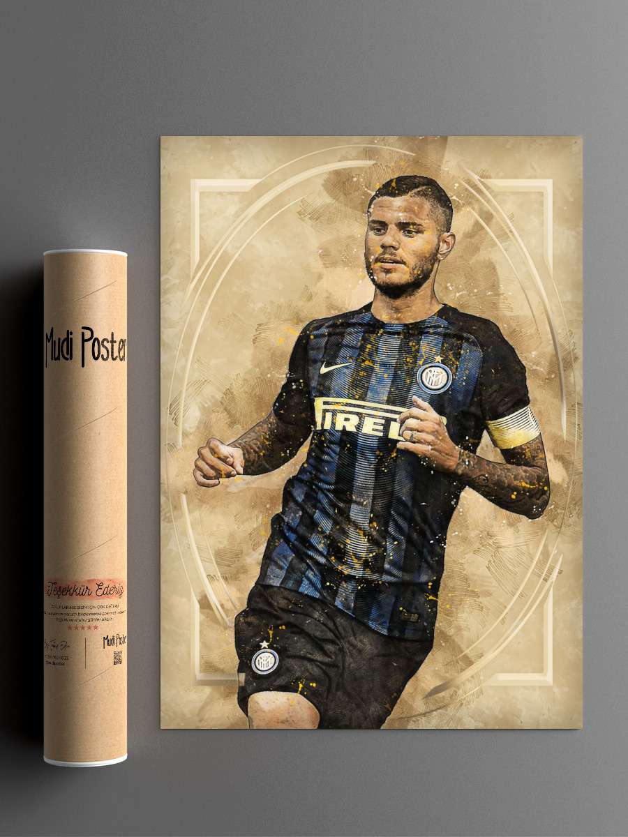 Mauro Icardi Futbol Poster Çerçevesiz Yüksek Kalite Futbolcu Duvar Poster