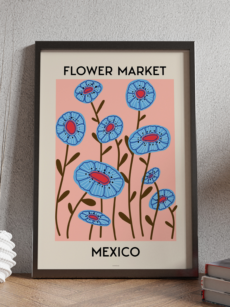 Meksika Soyut Çiçek Temalı Modern Poster Çerçevesiz Duvar Tablosu Sanatsal Poster