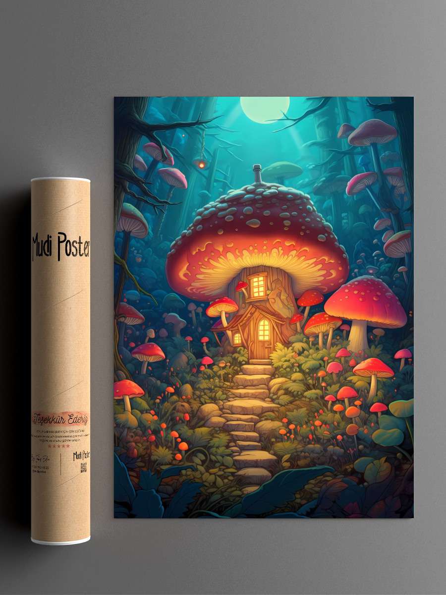 Midnight Moon House Anime Poster Çerçevesiz Yüksek Kalite Anime Duvar Poster