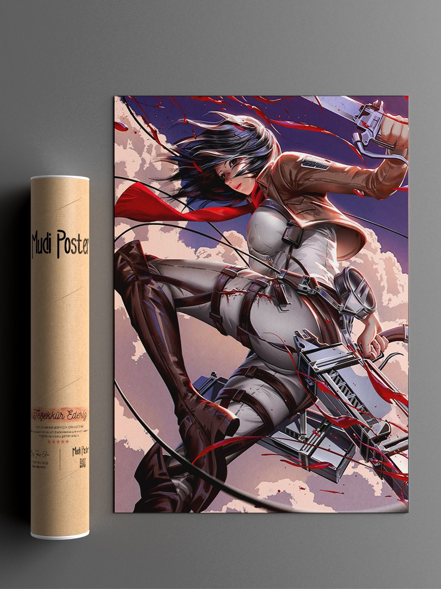 Mikasa Attack on Titan Anime Poster Çerçevesiz Yüksek Kalite Anime Duvar Poster