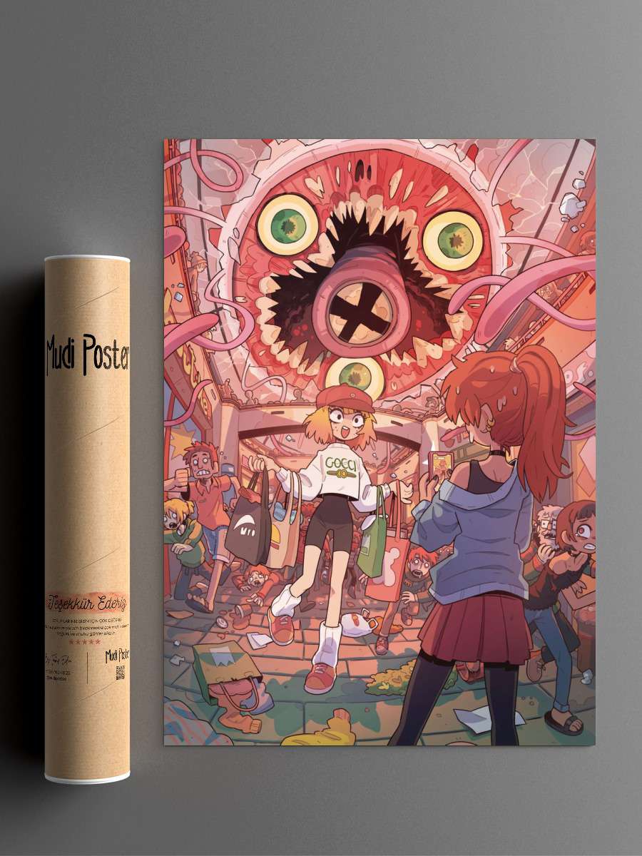 Monster in a mall Anime Poster Çerçevesiz Yüksek Kalite Anime Duvar Poster
