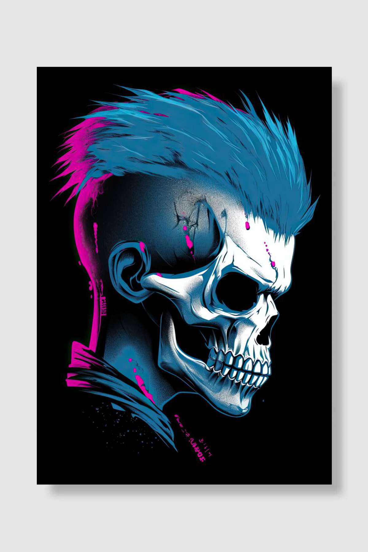 Anime Punk Skull Müzik Poster Çerçevesiz Yüksek Kalite Müzik Afiş Duvar Poster