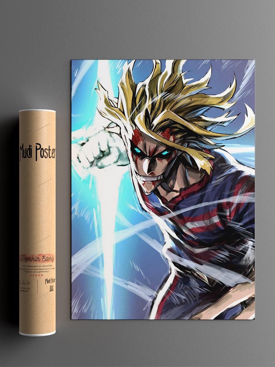 My Hero Academia All Might Anime Poster Çerçevesiz Yüksek Kalite Anime Duvar Poster