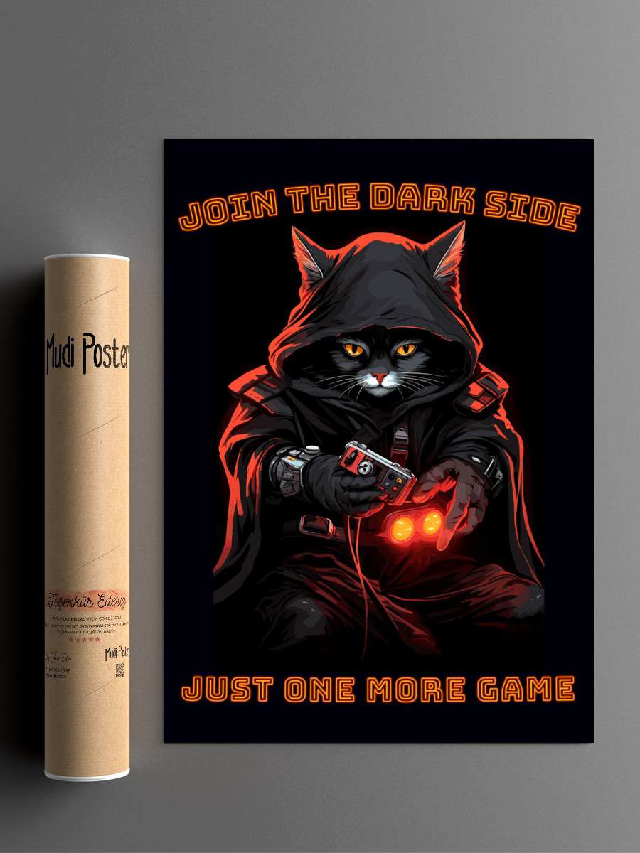 Mysterous Funny Gaming Cat Anime Poster Çerçevesiz Yüksek Kalite Anime Duvar Poster