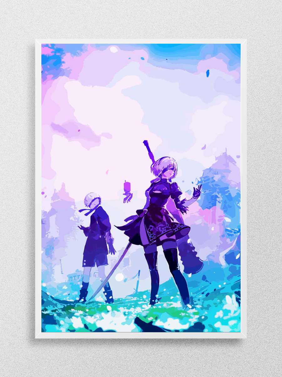 Neir Automata 2B and 9S Anime Poster Çerçevesiz Yüksek Kalite Anime Duvar Poster