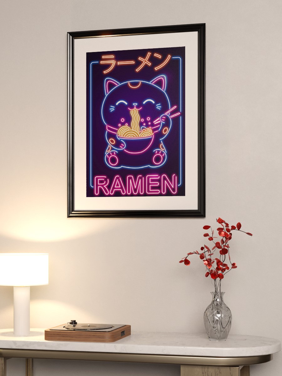 Neko Ramen Sign Anime Poster Çerçevesiz Yüksek Kalite Anime Duvar Poster