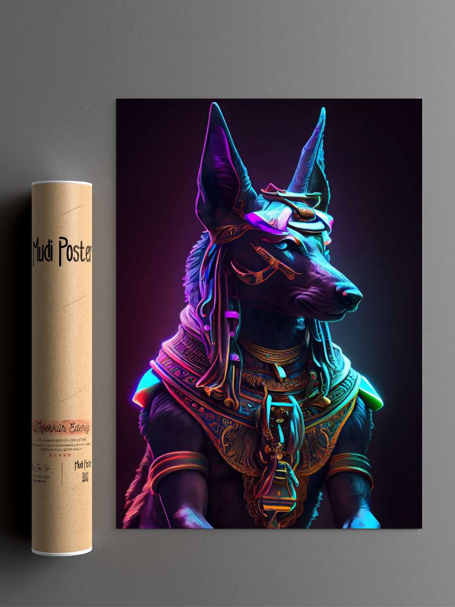 Neon Anubis Anime Poster Çerçevesiz Yüksek Kalite Anime Duvar Poster