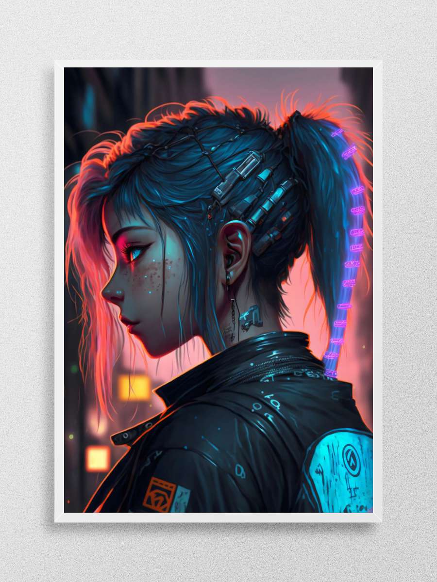 Neon Cyberpunk Girls 004 Anime Poster Çerçevesiz Yüksek Kalite Anime Duvar Poster