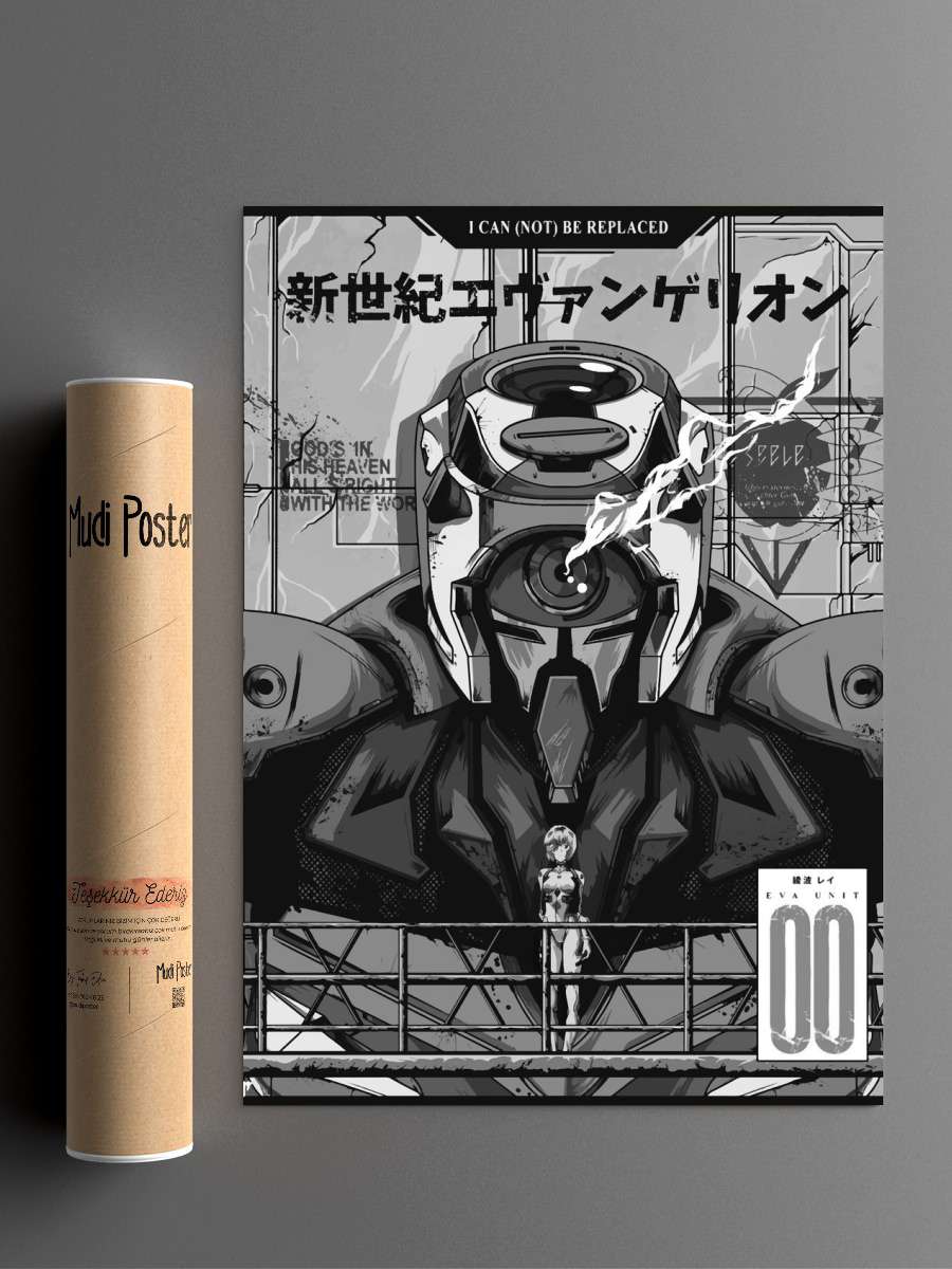 Neon Genesis Evangelion BW Anime Poster Çerçevesiz Yüksek Kalite Anime Duvar Poster