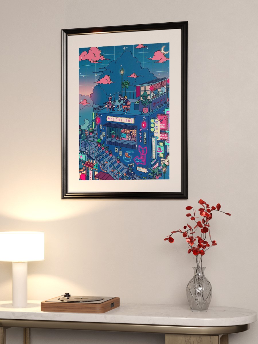 Neon Village Anime Poster Çerçevesiz Yüksek Kalite Anime Duvar Poster