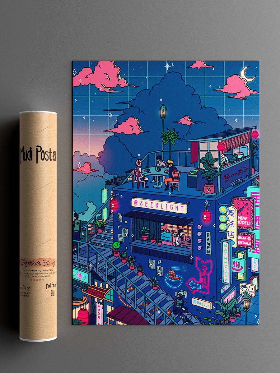 Neon Village Anime Poster Çerçevesiz Yüksek Kalite Anime Duvar Poster