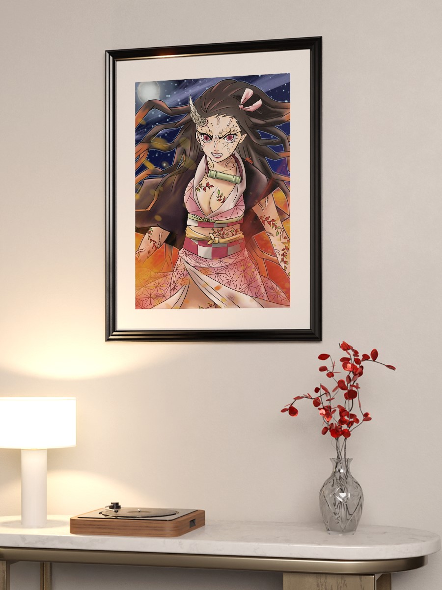 Nezuko Demon Form Anime Poster Çerçevesiz Yüksek Kalite Anime Duvar Poster