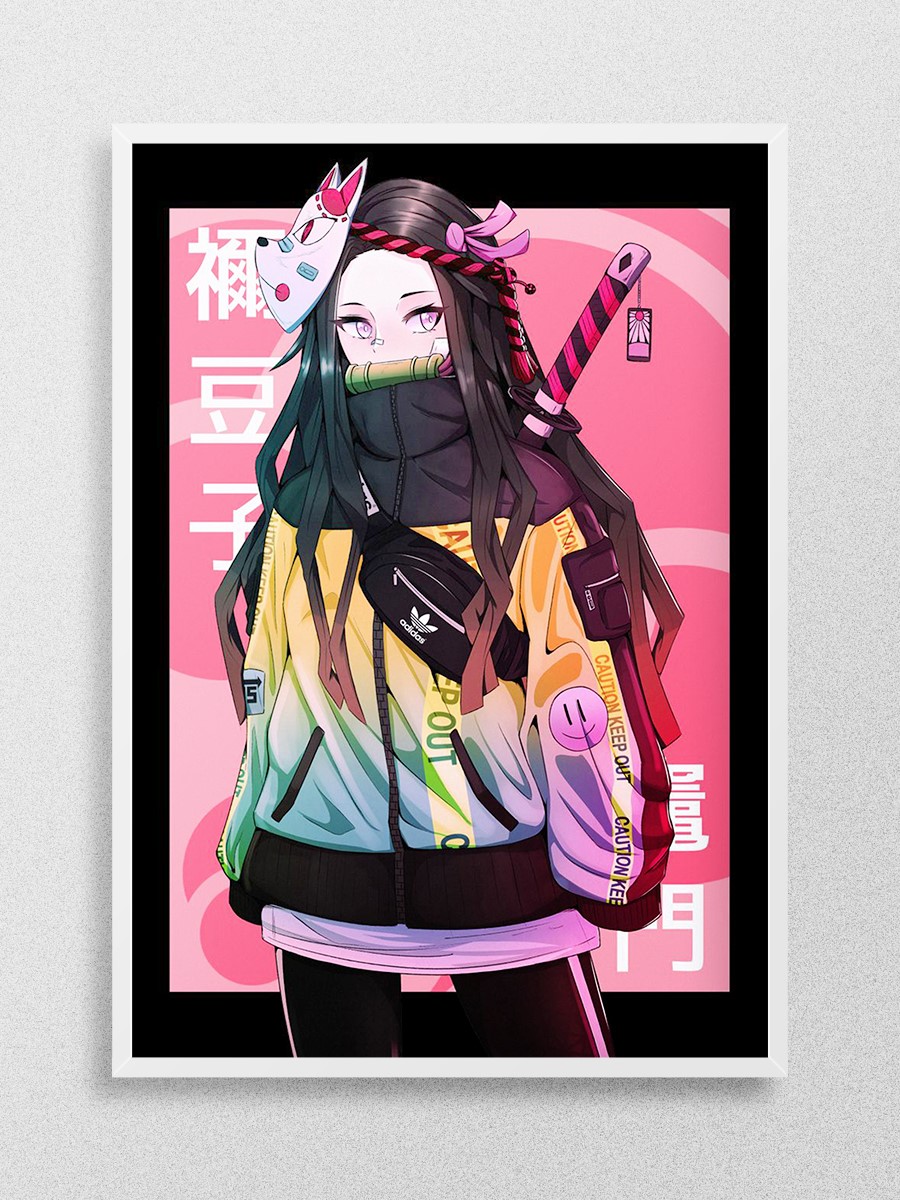 Nezuko Kamado Demon Girl Anime Poster Çerçevesiz Yüksek Kalite Anime Duvar Poster