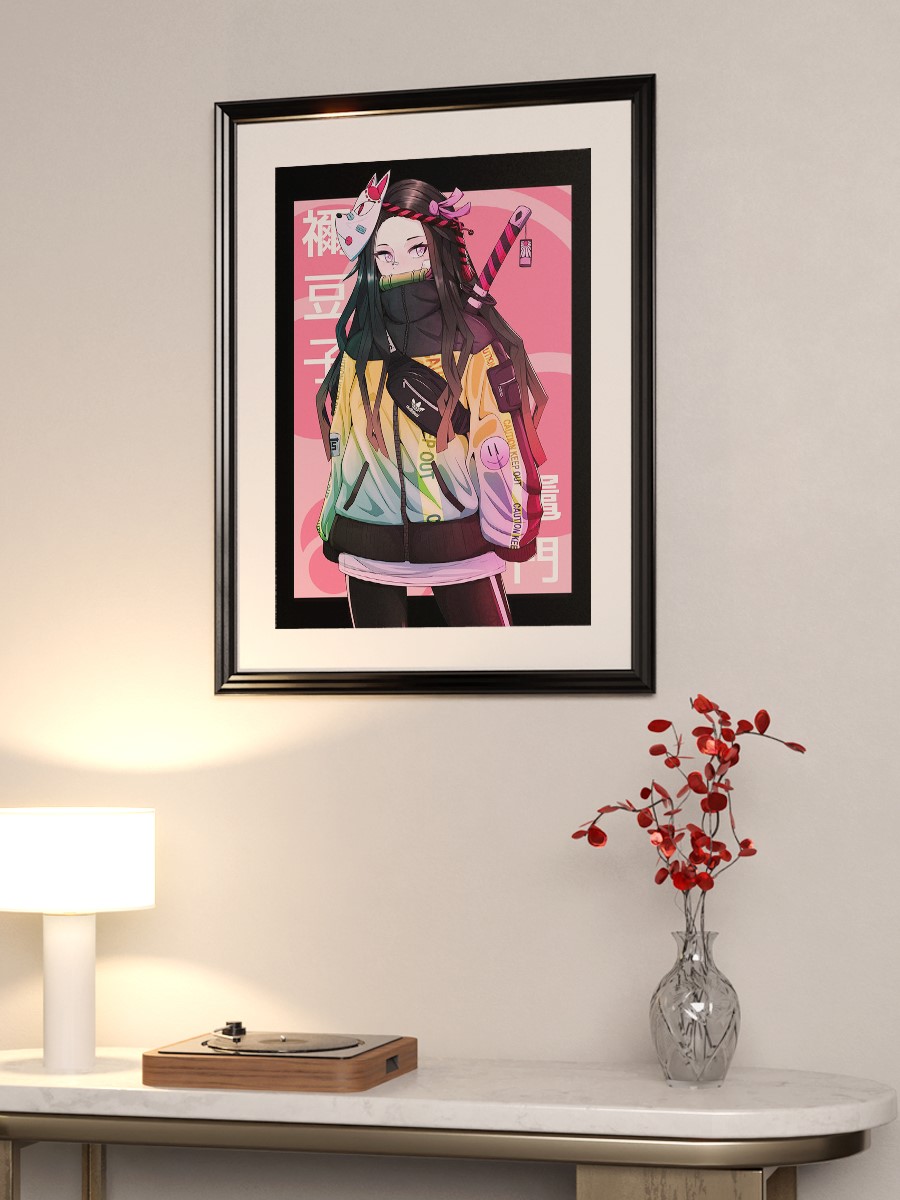 Nezuko Kamado Demon Girl Anime Poster Çerçevesiz Yüksek Kalite Anime Duvar Poster