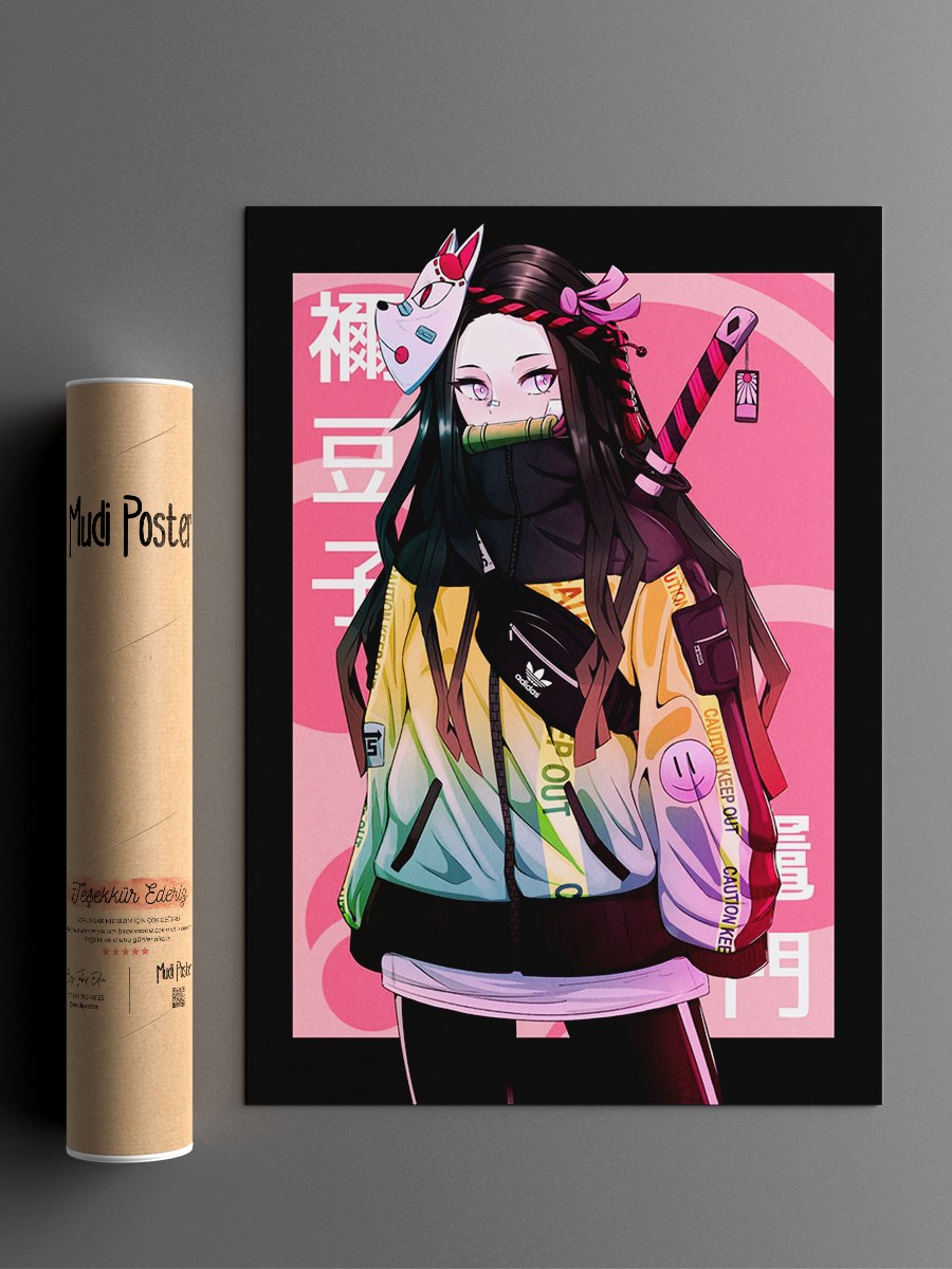 Nezuko Kamado Demon Girl Anime Poster Çerçevesiz Yüksek Kalite Anime Duvar Poster