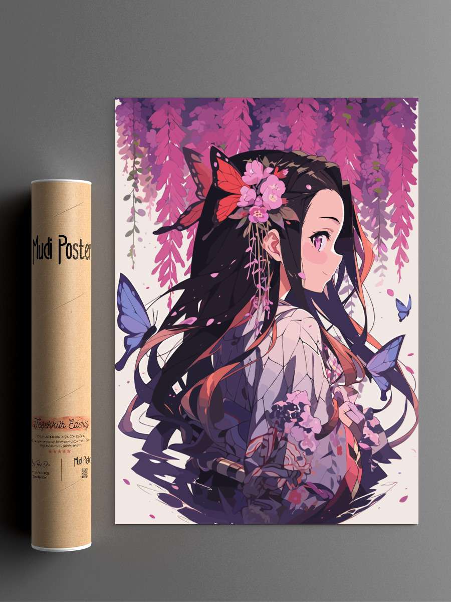 Nezuko Kamado Demon Slayer Anime Poster Çerçevesiz Yüksek Kalite Anime Duvar Poster