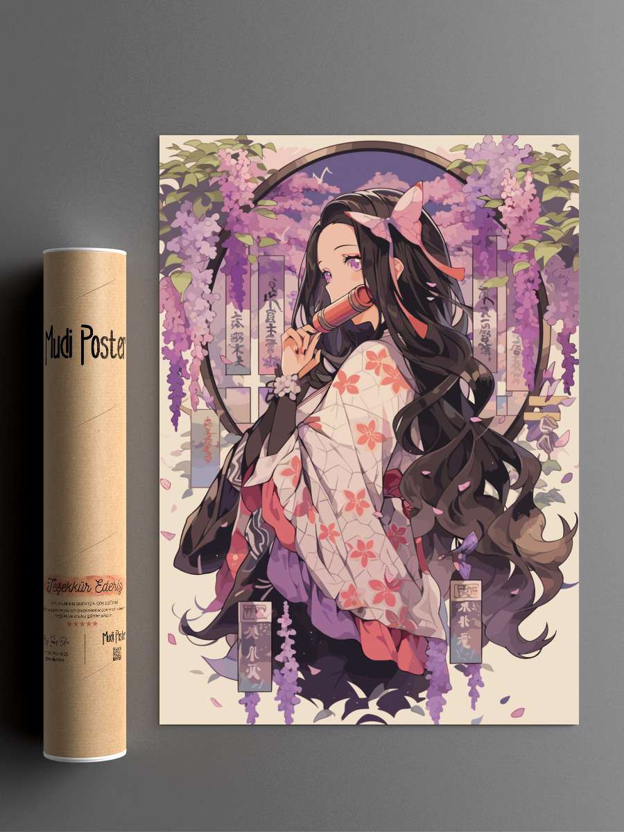 Nezuko Kamado Demon Slayer Anime Poster Çerçevesiz Yüksek Kalite Anime Duvar Poster