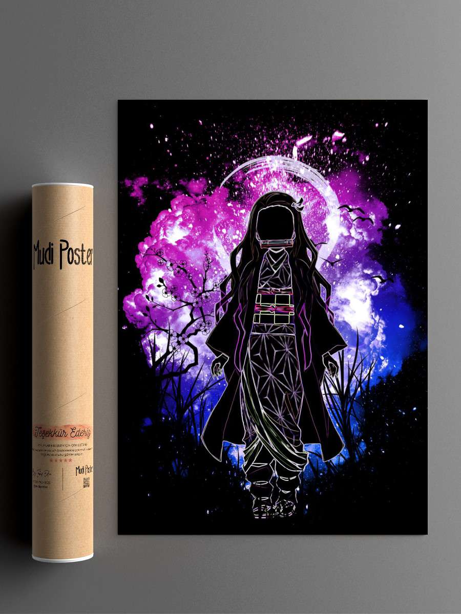 Nezuko Kamado Kimetsu Anime Poster Çerçevesiz Yüksek Kalite Anime Duvar Poster