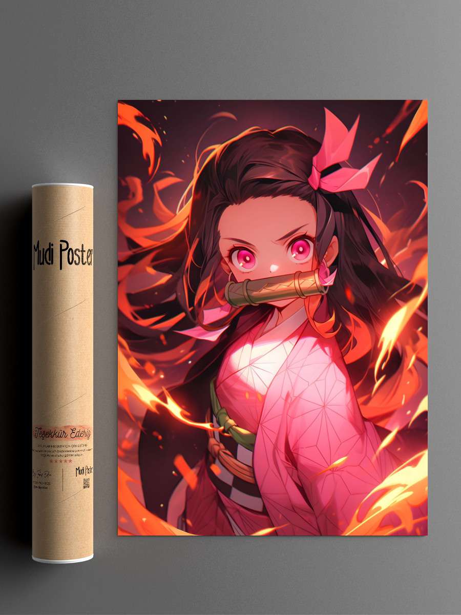 Nezuko Kamado Anime Poster Çerçevesiz Yüksek Kalite Anime Duvar Poster