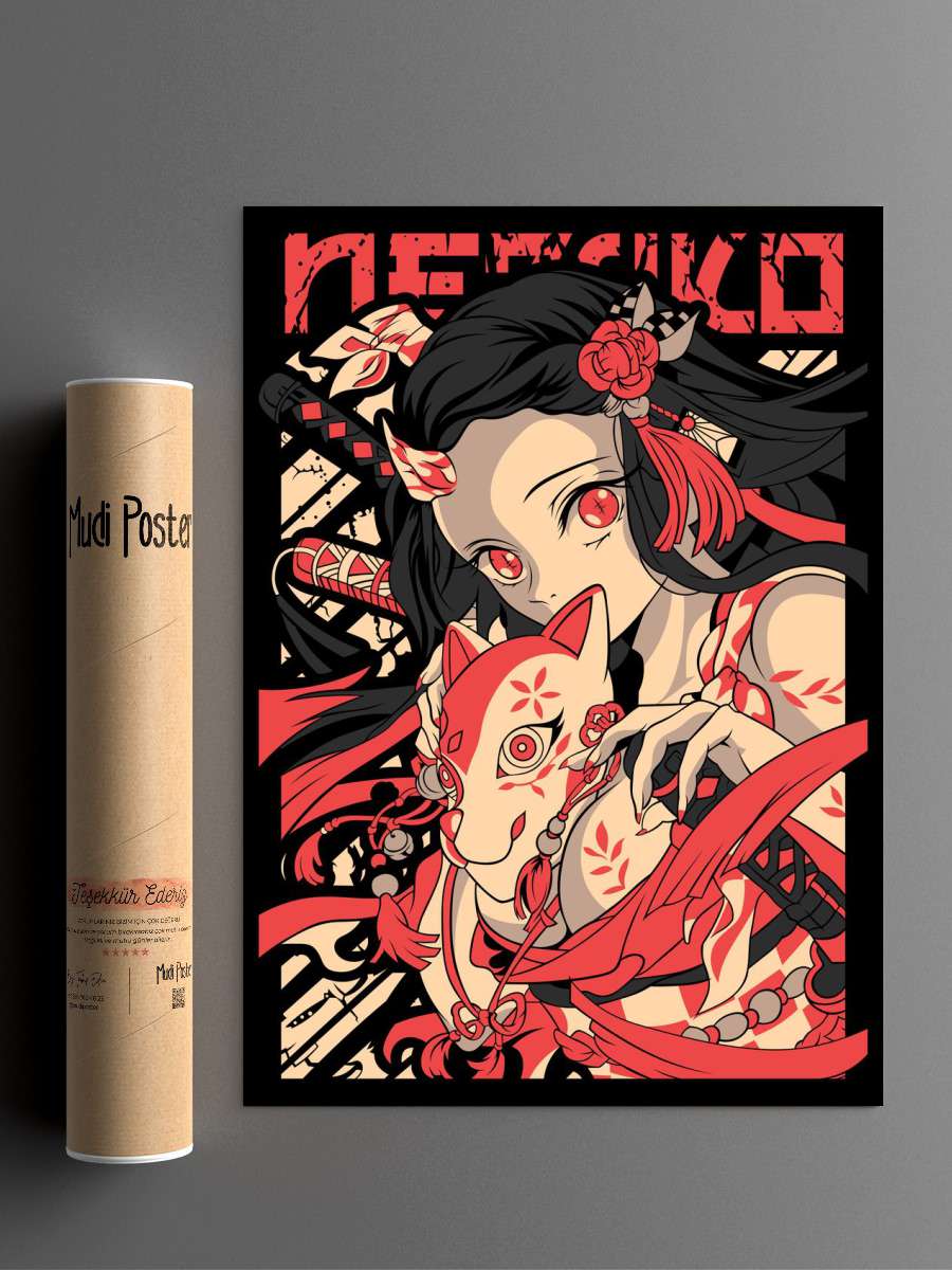 Nezuko Kamado Anime Poster Çerçevesiz Yüksek Kalite Anime Duvar Poster