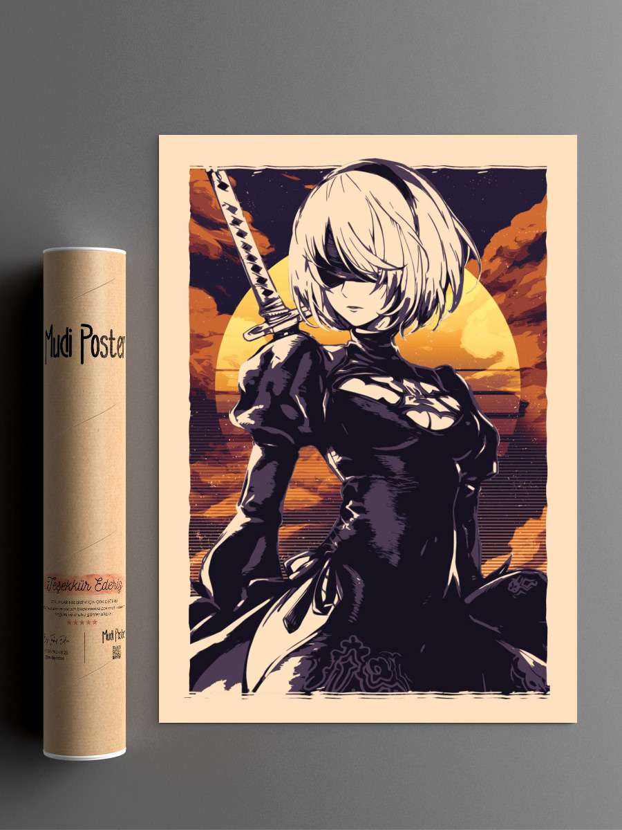 Nier Automata 2B Anime Poster Çerçevesiz Yüksek Kalite Anime Duvar Poster