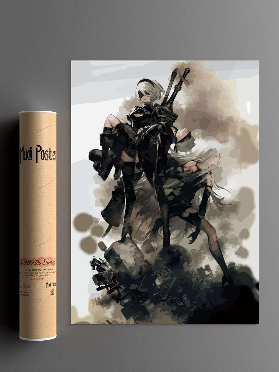 Nier Automata 2b Anime Poster Çerçevesiz Yüksek Kalite Anime Duvar Poster
