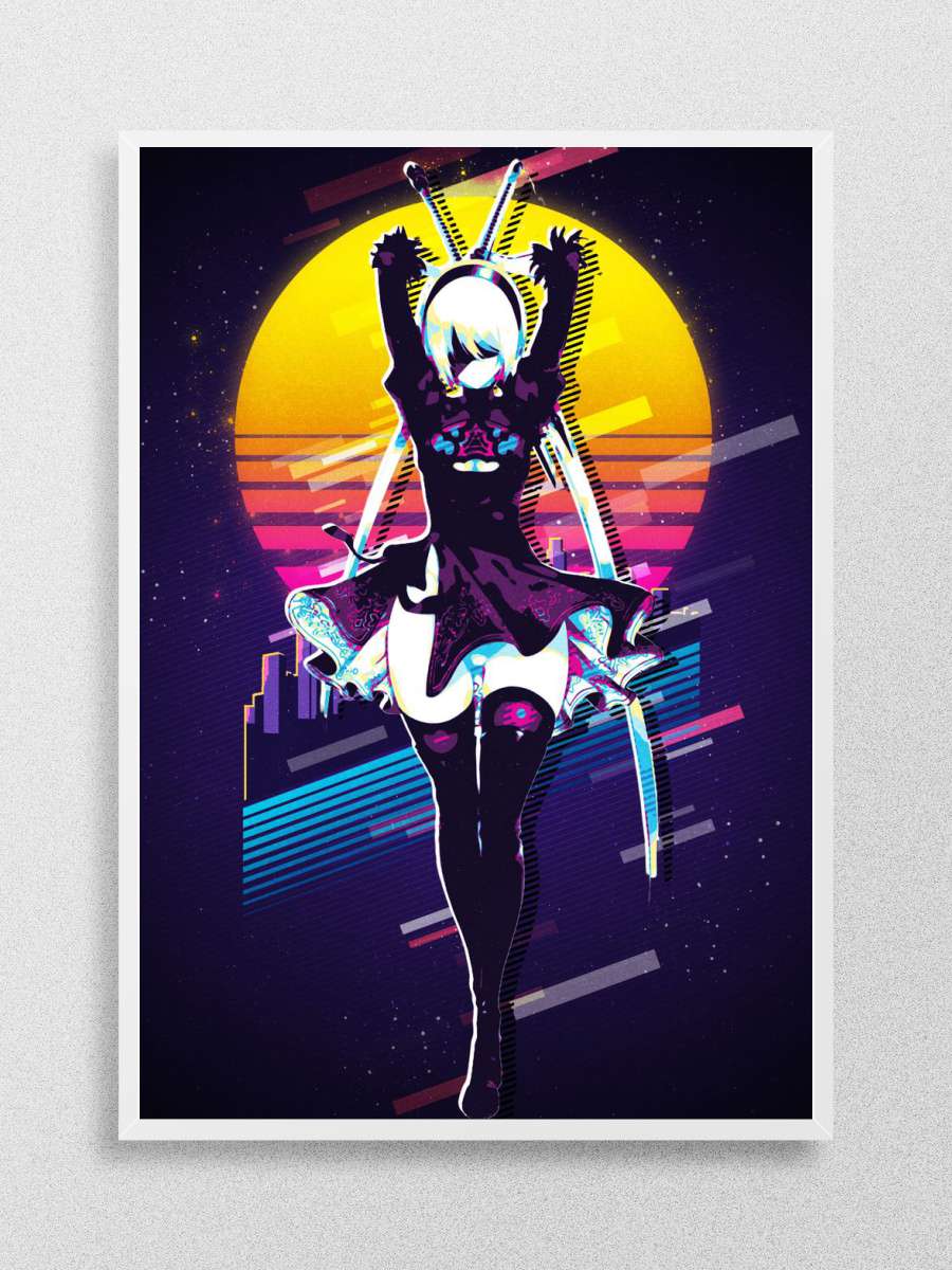 Nier Automata 2b retro Anime Poster Çerçevesiz Yüksek Kalite Anime Duvar Poster