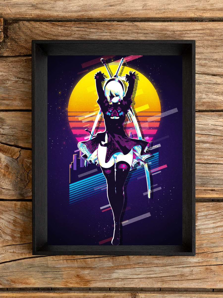 Nier Automata 2b retro Anime Poster Çerçevesiz Yüksek Kalite Anime Duvar Poster
