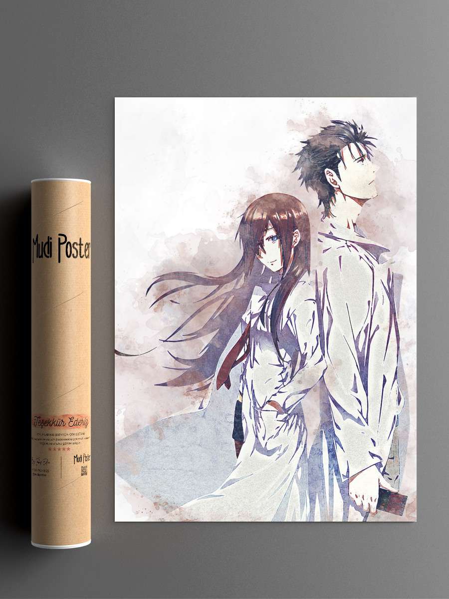 Okarin And Kurisu Anime Poster Çerçevesiz Yüksek Kalite Anime Duvar Poster